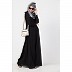 Black front open abaya with pintucks Black front open abaya with pintucks