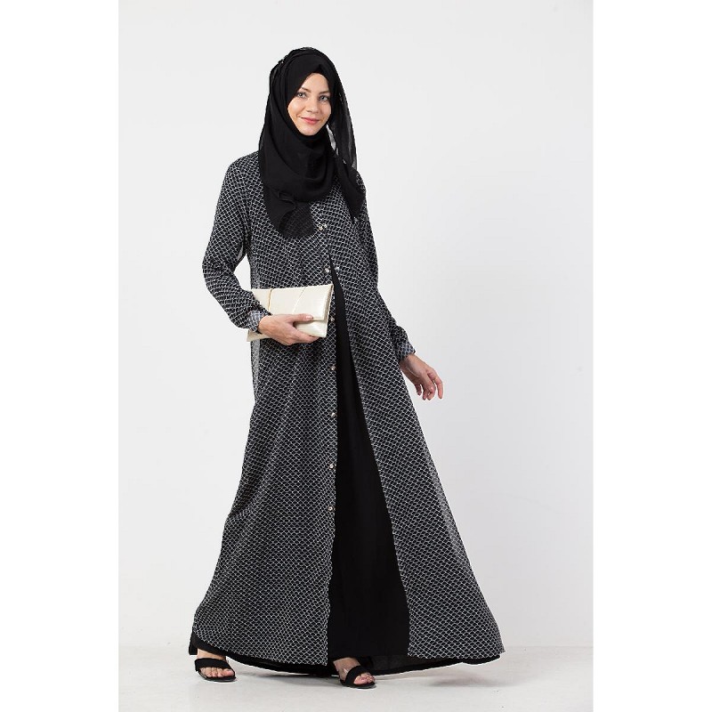Printed Double Layer Abaya main image 0