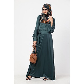 Umbrella abaya in premium Lycra fabric- Teal Green
