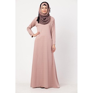 Simple A-line abaya in Lycra- Rose Gold