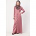 Designer front open Zipper abaya- Puce Pink Designer front open Zipper abaya- Puce Pink