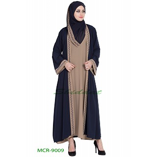 Dual color Kimono abaya with a matching Hijab