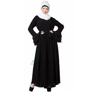 Designer Black Pleated abaya