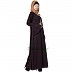 A-line Embroidered abaya with bell sleeves- Wine