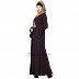 A-line Embroidered abaya with bell sleeves- Wine