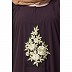 A-line Embroidered abaya with bell sleeves- Wine