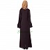 A-line Embroidered abaya with bell sleeves- Wine