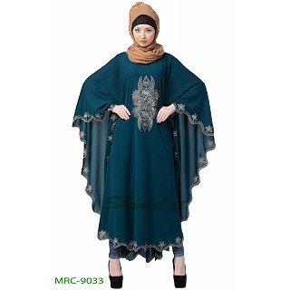 Embroidered Irani style Kaftan abaya- Midnight Blue