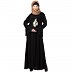 A-line Embroidered abaya with bell sleeves- Black A-line Embroidered abaya with bell sleeves- Black