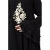 A-line Embroidered abaya with bell sleeves- Black A-line Embroidered abaya with bell sleeves- Black