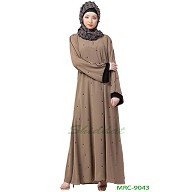 A-line dotted abaya- Beige color A-line dotted abaya- Beige color