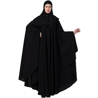 Plain Kaftan abaya- Black
