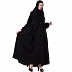 Front open abaya with cuff sleeves- Black Front open abaya with cuff sleeves- Black