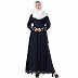 Embroidery abaya with Designer border at bottom- Navy Blue Embroidery abaya with Designer border at bottom- Navy Blue