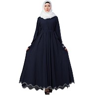 Embroidery abaya with Designer border at bottom- Navy Blue Embroidery abaya with Designer border at bottom- Navy Blue