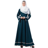 Embroidery Abaya with Designer Border at Bottom- Midnight Blue Embroidery Abaya with Designer Border at Bottom- Midnight Blue