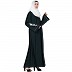A-line Abaya with Embroidery work on sleeves- Bottle Green A-line Abaya with Embroidery work on sleeves- Bottle Green