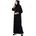 Layered Abaya with Embroidery work on Sleeves- Black-Beige Layered Abaya with Embroidery work on Sleeves- Black-Beige