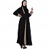 Layered Abaya with Embroidery work on Sleeves- Black-Beige Layered Abaya with Embroidery work on Sleeves- Black-Beige