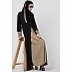 Layered Abaya with Embroidery work on Sleeves- Black-Beige Layered Abaya with Embroidery work on Sleeves- Black-Beige