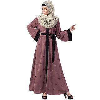 Front open Dubai abaya- Puce Pink 