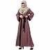 Front open Dubai abaya- Puce Pink  Front open Dubai abaya- Puce Pink