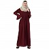 Designer pleated abaya with bell sleeves- Maroon Designer pleated abaya with bell sleeves- Maroon