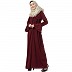 Designer pleated abaya with bell sleeves- Maroon Designer pleated abaya with bell sleeves- Maroon