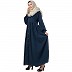 Front open abaya with cuff sleeves- Blue Front open abaya with cuff sleeves- Blue