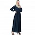 Front open abaya with cuff sleeves- Blue Front open abaya with cuff sleeves- Blue