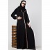 Designer Umbrella cut abaya with cuff sleeves- Black Designer Umbrella cut abaya with cuff sleeves- Black