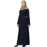 A-line designer abaya- Navy Blue A-line designer abaya- Navy Blue
