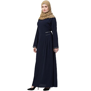 A-line designer abaya- Navy Blue