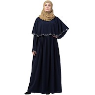 Embroidered Cape abaya- Navy Blue Embroidered Cape abaya- Navy Blue