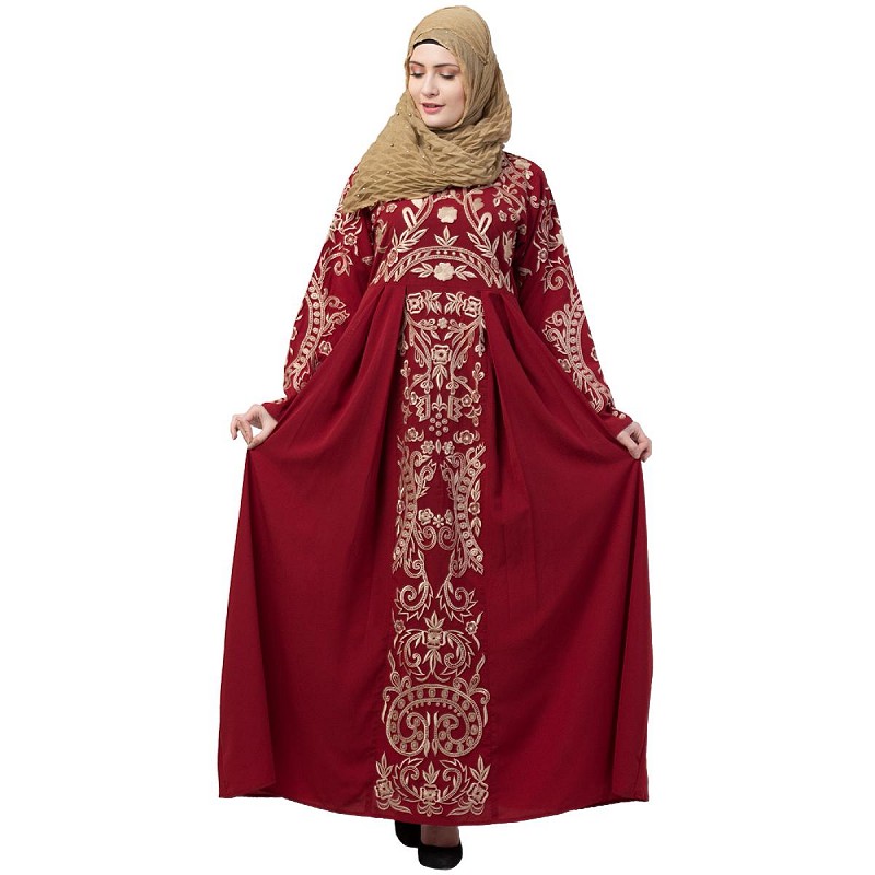 Golden Red Bloom Abaya main image 1