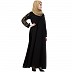 A-line abaya with embroidery work on sleeves- Black A-line abaya with embroidery work on sleeves- Black