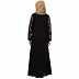A-line abaya with embroidery work on sleeves- Black A-line abaya with embroidery work on sleeves- Black