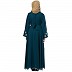 Embroidery abaya with Designer border at bottom- Teal Green Embroidery abaya with Designer border at bottom- Teal Green