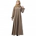 Pintuck abaya with V shape neck-Khakee
