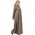 Pintuck abaya with V shape neck-Khakee