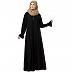 Pintuck abaya with V shape neck-Black Pintuck abaya with V shape neck-Black