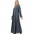 Pintuck abaya with V shape neck-Grey Pintuck abaya with V shape neck-Grey