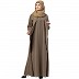 Designer double layered abaya with cuff sleeves- Beige Designer double layered abaya with cuff sleeves- Beige