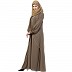 Designer double layered abaya with cuff sleeves- Beige Designer double layered abaya with cuff sleeves- Beige