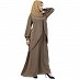 Designer double layered abaya with cuff sleeves- Beige Designer double layered abaya with cuff sleeves- Beige