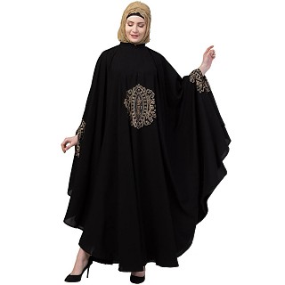 Black Irani style Kaftan abaya with Embroidery work