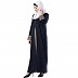 Double layered abaya with embroidery work on sleeves- Navy blue-Beige Double layered abaya with embroidery work on sleeves- Navy blue-Beige