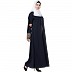 Double layered abaya with embroidery work on sleeves- Navy blue-Beige Double layered abaya with embroidery work on sleeves- Navy blue-Beige