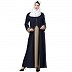 Double layered abaya with embroidery work on sleeves- Navy blue-Beige Double layered abaya with embroidery work on sleeves- Navy blue-Beige