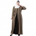 Double layered abaya with embroidery work-Beige-black Double layered abaya with embroidery work-Beige-black
